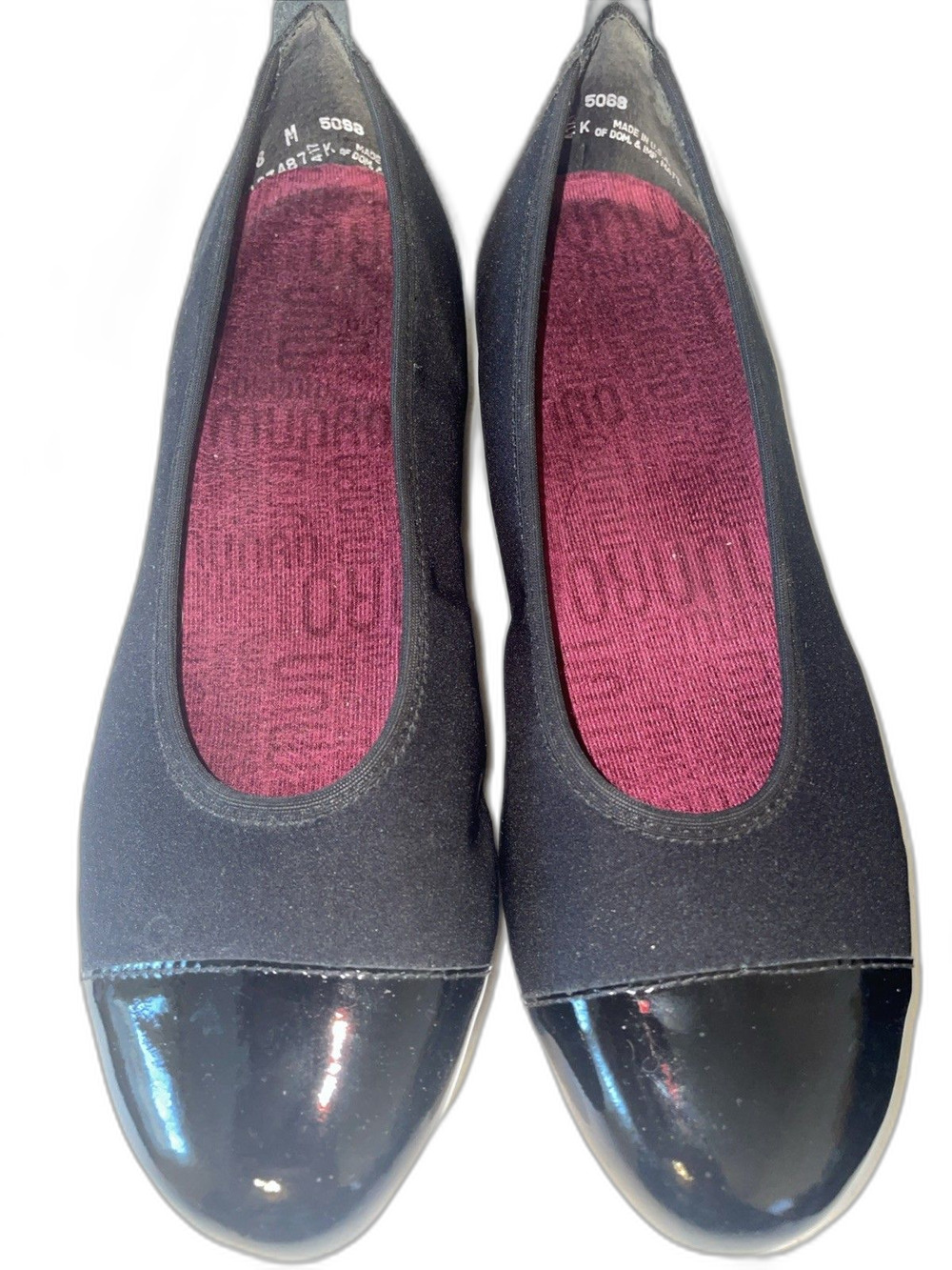 Munro American Henlee Hidden Wedge Fabric Patent Cap Toe Casual Size 8M USA